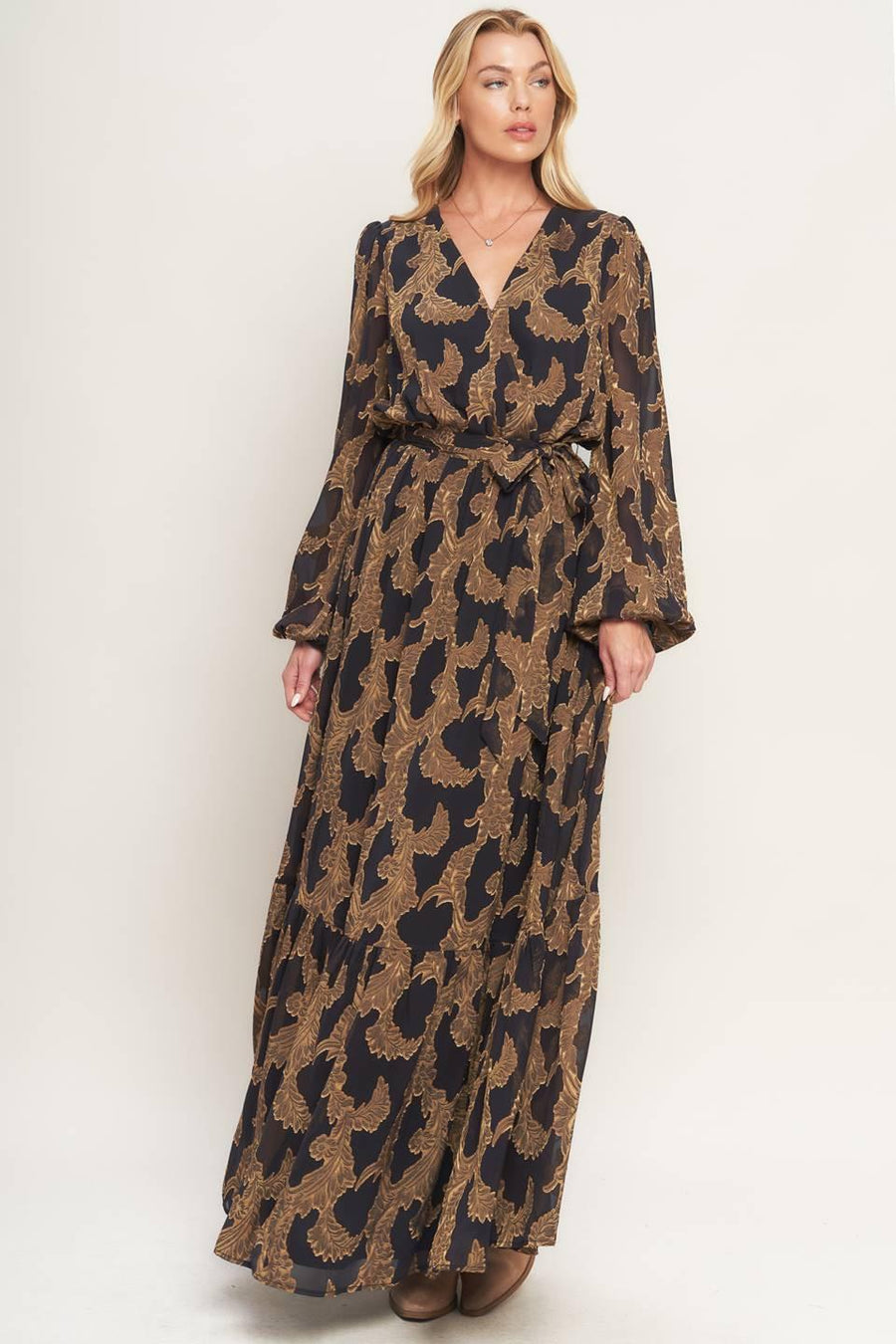 MIDNIGHT MOSS WOVEN JACQUARD MAXI DRESS - Glamourous Grace