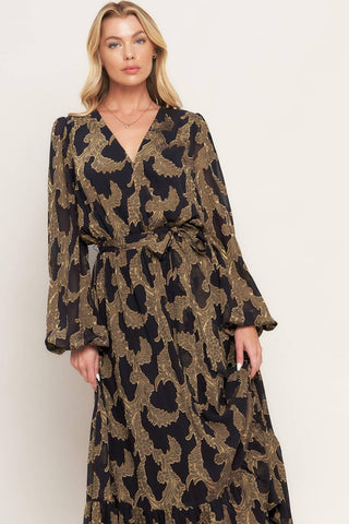 MIDNIGHT MOSS WOVEN JACQUARD MAXI DRESS - Glamourous Grace