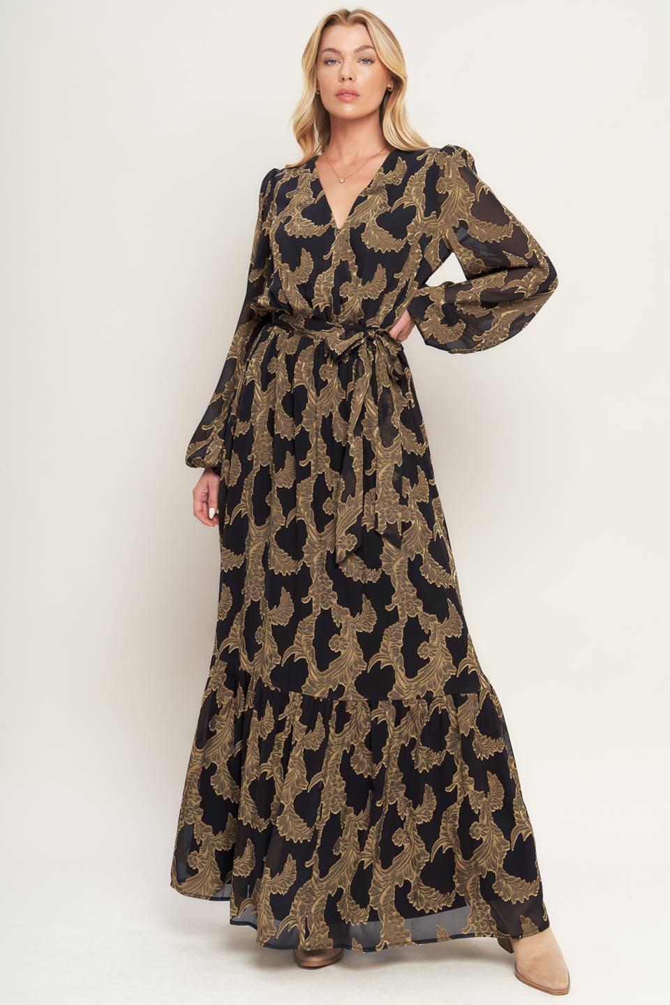 MIDNIGHT MOSS WOVEN JACQUARD MAXI DRESS - Glamourous Grace