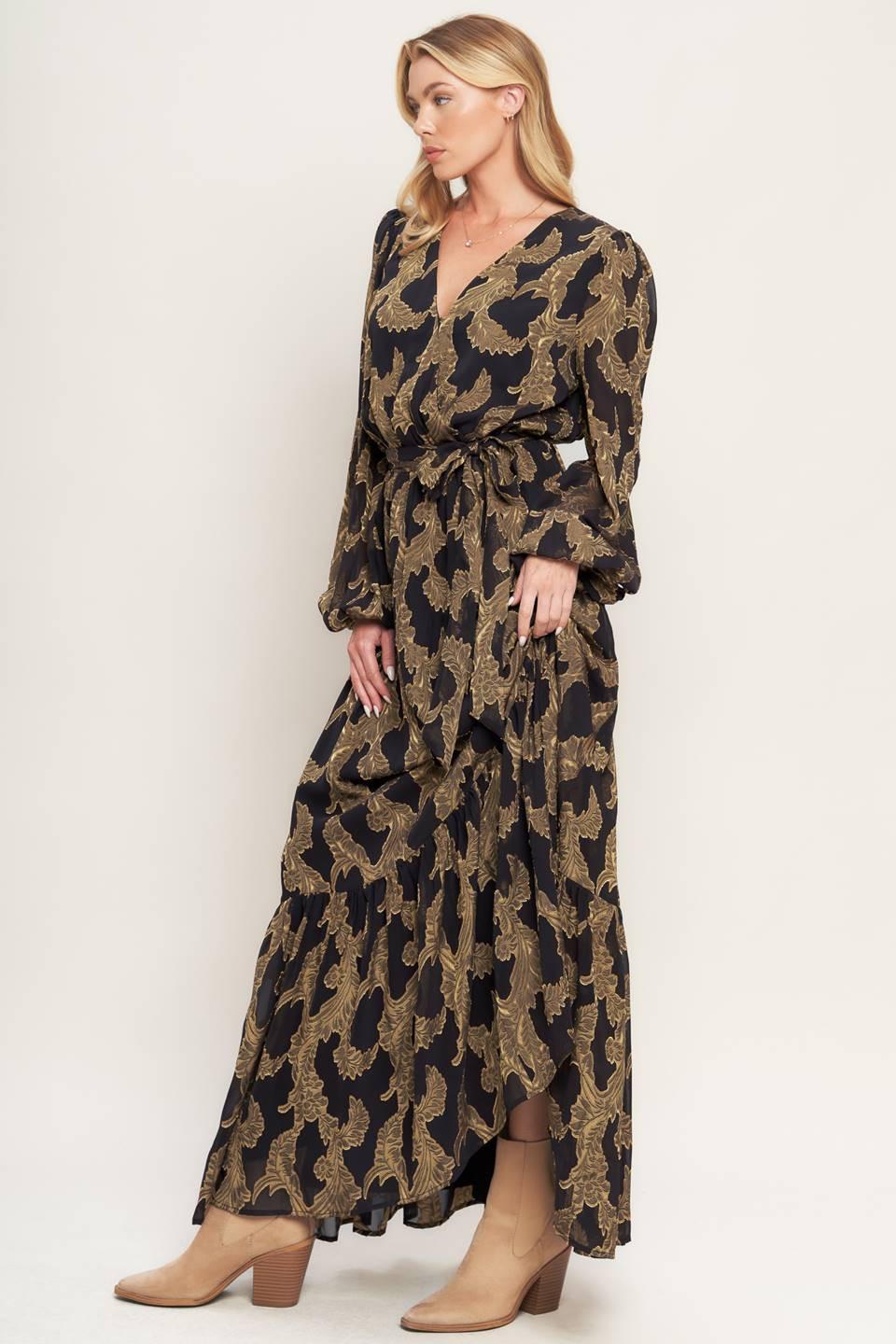 MIDNIGHT MOSS WOVEN JACQUARD MAXI DRESS - Glamourous Grace