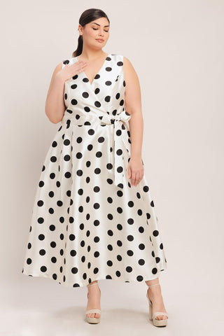 CAFÉ NOIR POLKA WOVEN MIDI DRESS - Glamourous Grace