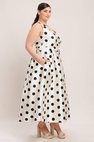 CAFÉ NOIR POLKA WOVEN MIDI DRESS - Glamourous Grace