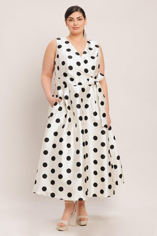 CAFÉ NOIR POLKA WOVEN MIDI DRESS - Glamourous Grace
