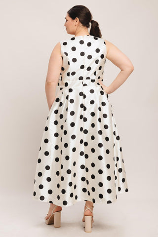 CAFÉ NOIR POLKA WOVEN MIDI DRESS - Glamourous Grace