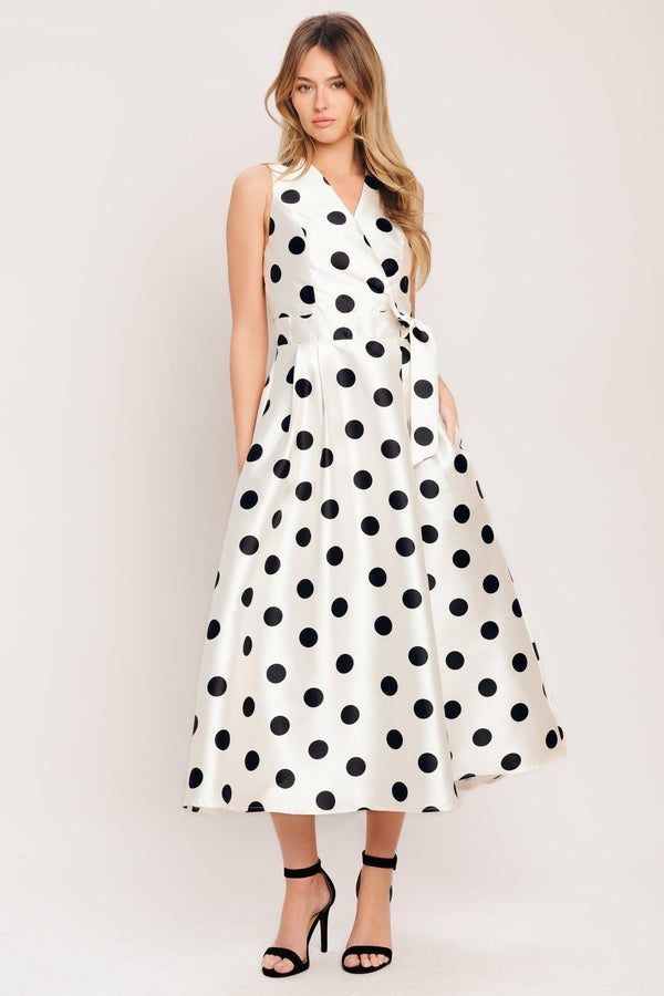 CAFÉ NOIR POLKA WOVEN MIDI DRESS - Glamourous Grace