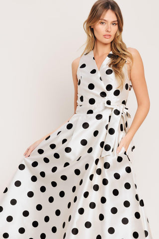 CAFÉ NOIR POLKA WOVEN MIDI DRESS - Glamourous Grace