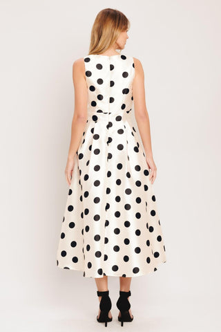 CAFÉ NOIR POLKA WOVEN MIDI DRESS - Glamourous Grace