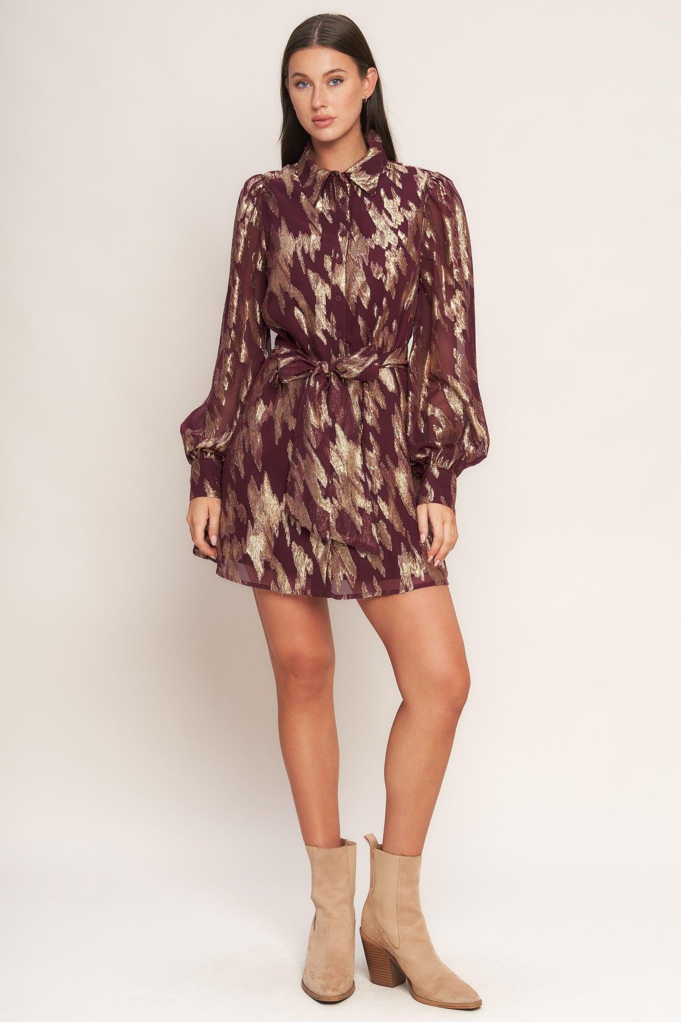 METALLIC MUSE WOVEN MINI DRESS - Glamourous Grace