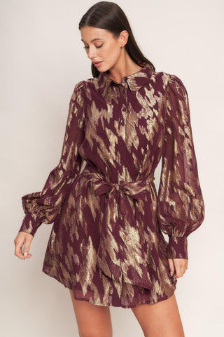 METALLIC MUSE WOVEN MINI DRESS - Glamourous Grace