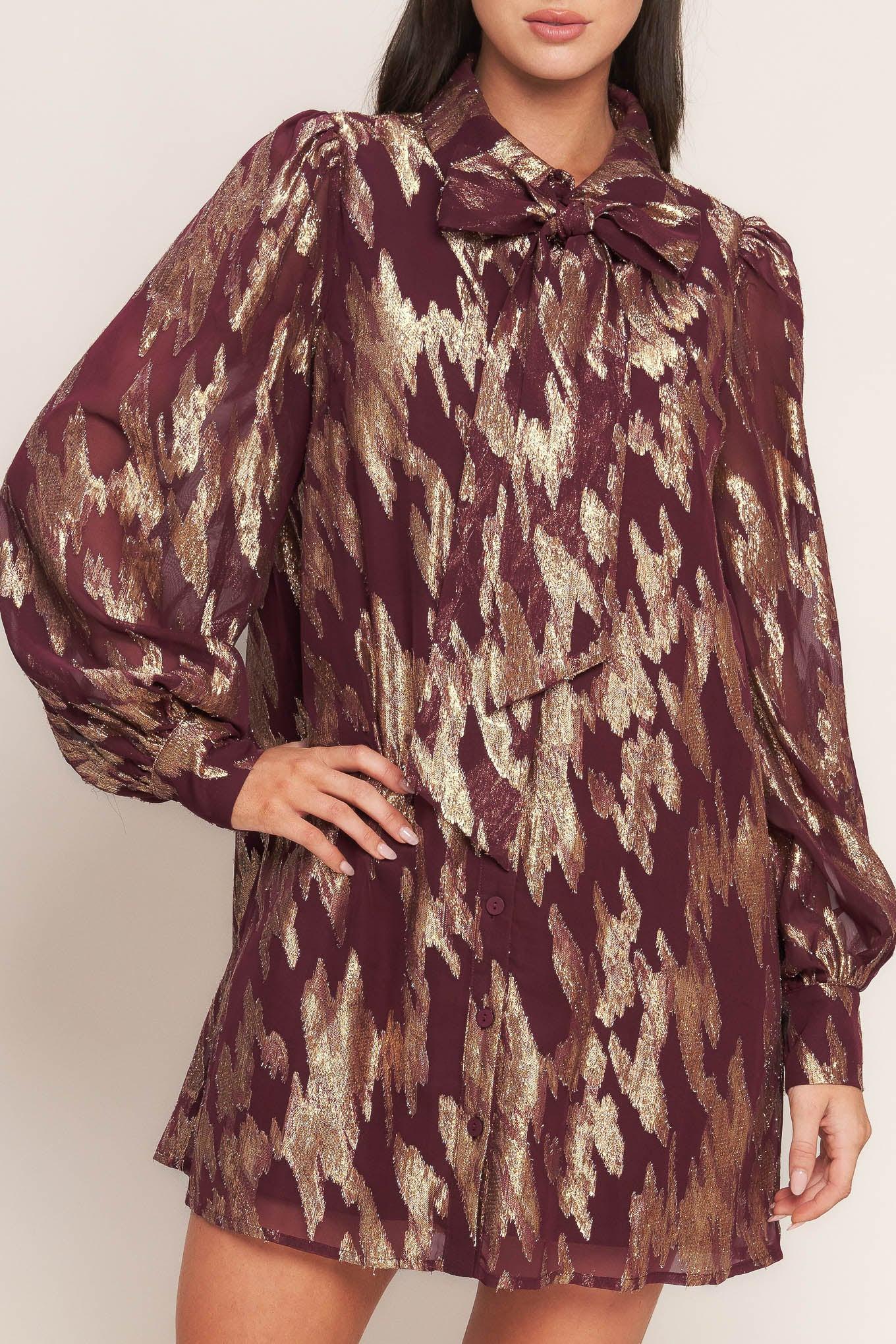 METALLIC MUSE WOVEN MINI DRESS - Glamourous Grace