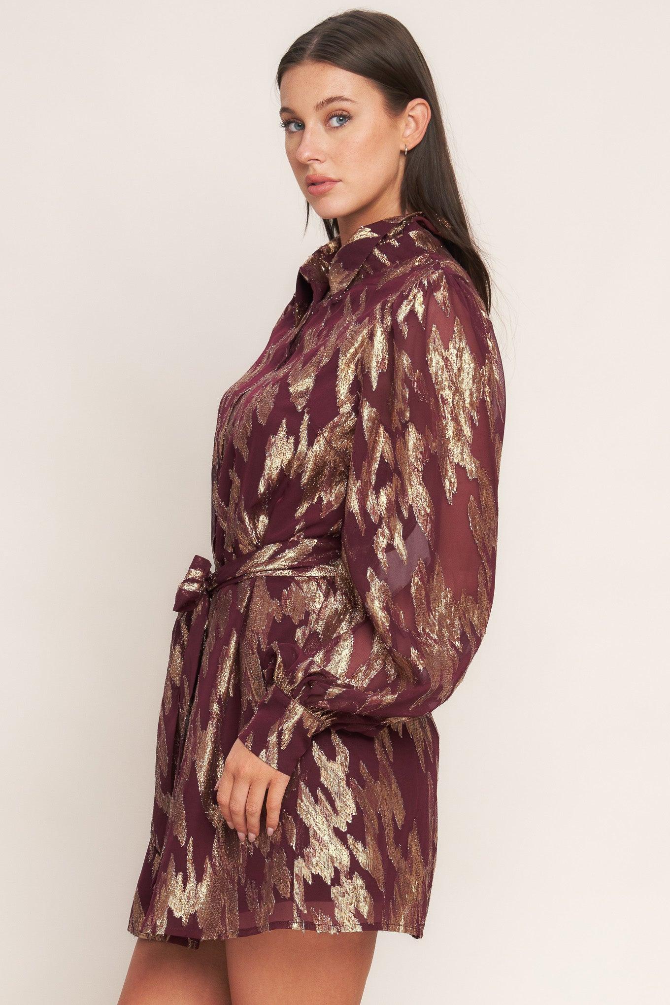 METALLIC MUSE WOVEN MINI DRESS - Glamourous Grace