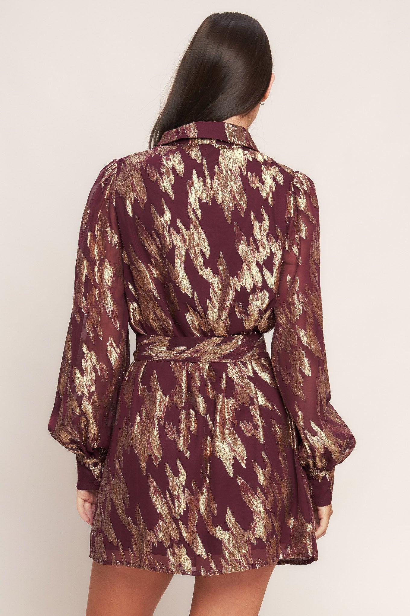 METALLIC MUSE WOVEN MINI DRESS - Glamourous Grace