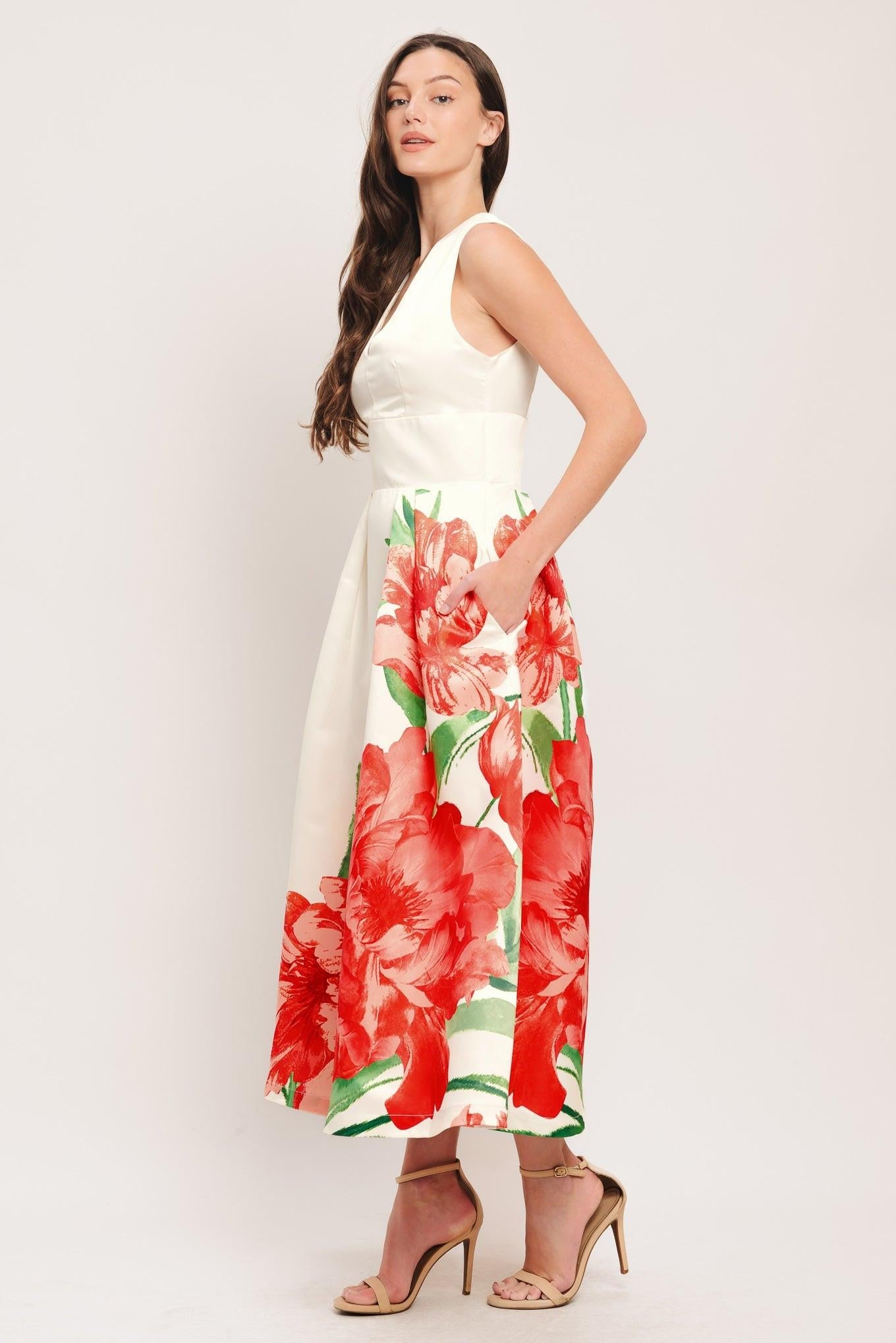 ROMANCE EDIT WOVEN MIDI DRESS - Glamourous Grace