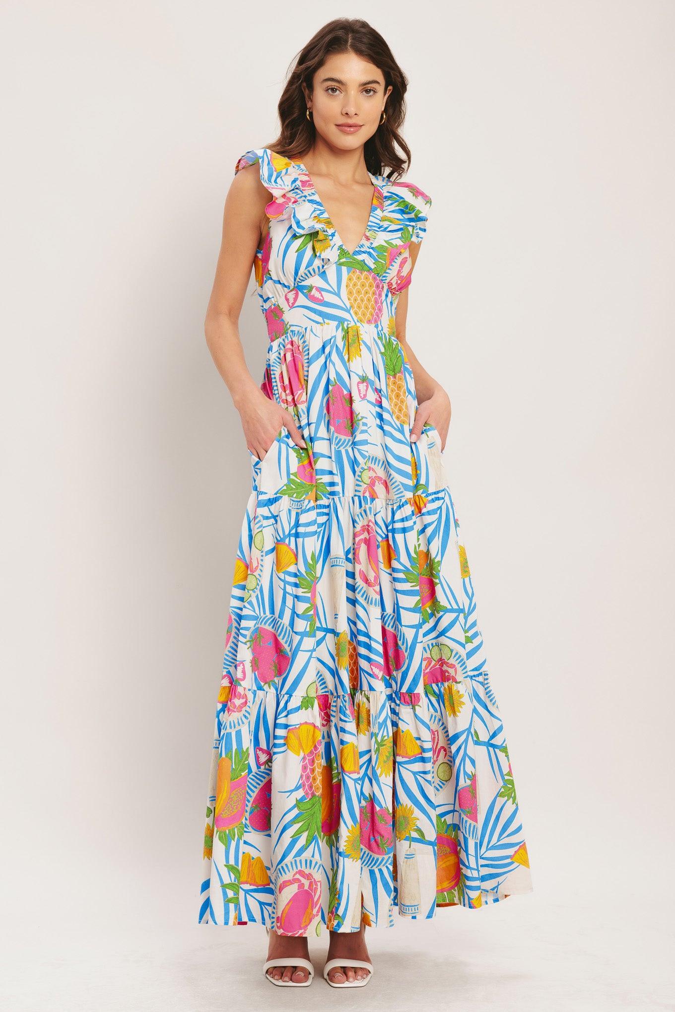 PINEAPPLE PARADISE WOVEN MAXI DRESS - Glamourous Grace
