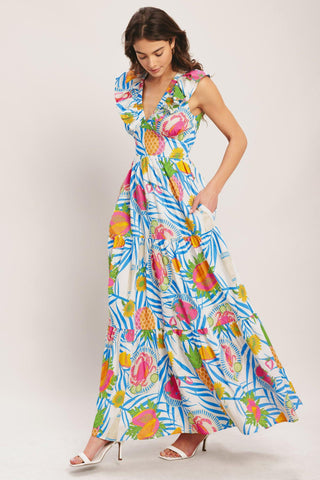 PINEAPPLE PARADISE WOVEN MAXI DRESS - Glamourous Grace