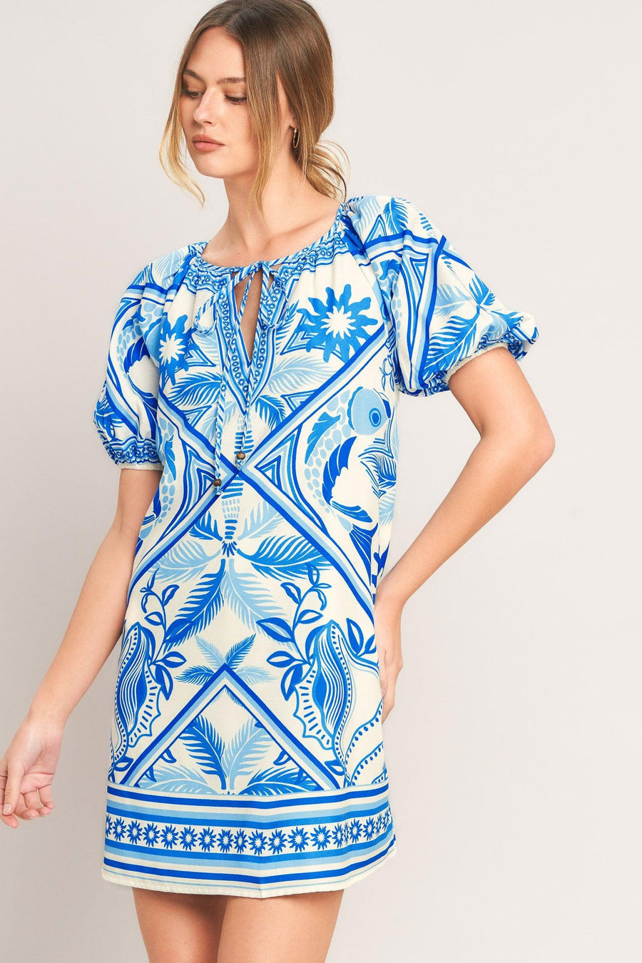 BLUE LAGOON RESORT WOVEN MINI DRESS - Glamourous Grace