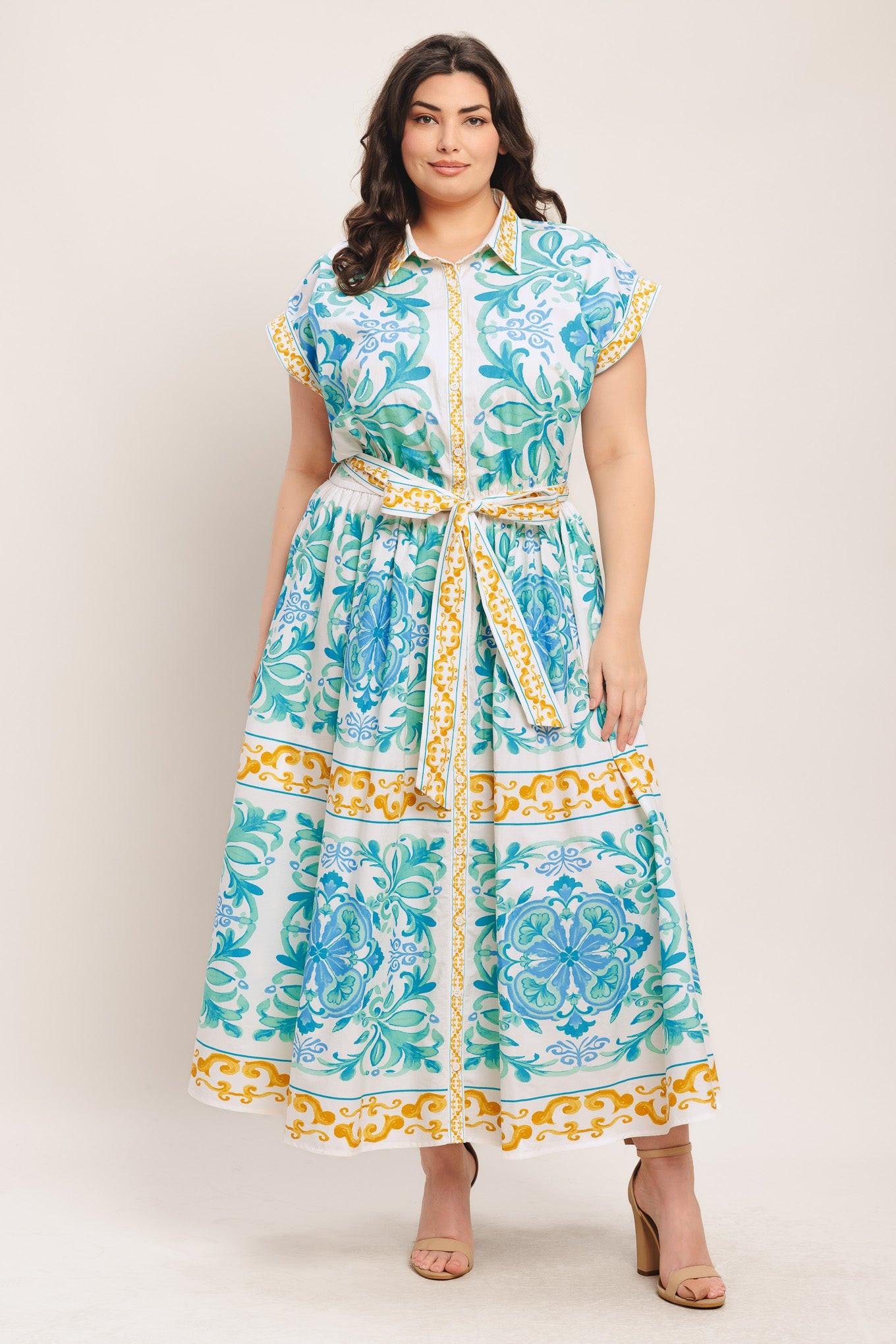 BLUE REGALIA WOVEN MIDI DRESS - Glamourous Grace LLC