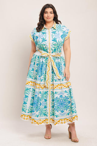 BLUE REGALIA WOVEN MIDI DRESS - Glamourous Grace LLC