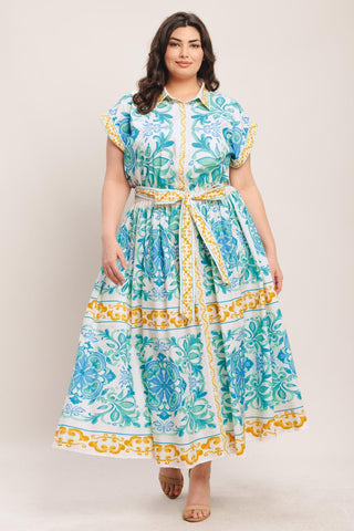 BLUE REGALIA WOVEN MIDI DRESS - Glamourous Grace LLC