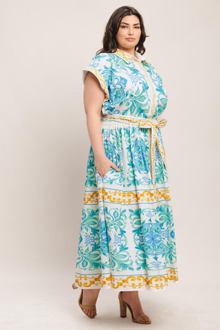 BLUE REGALIA WOVEN MIDI DRESS - Glamourous Grace LLC