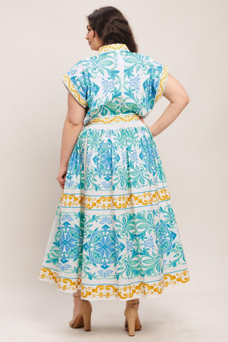BLUE REGALIA WOVEN MIDI DRESS - Glamourous Grace LLC