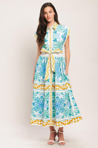 BLUE REGALIA WOVEN MIDI DRESS - Glamourous Grace LLC