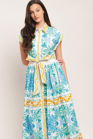 BLUE REGALIA WOVEN MIDI DRESS - Glamourous Grace LLC