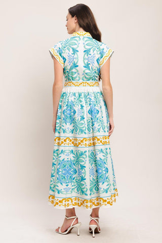 BLUE REGALIA WOVEN MIDI DRESS - Glamourous Grace LLC