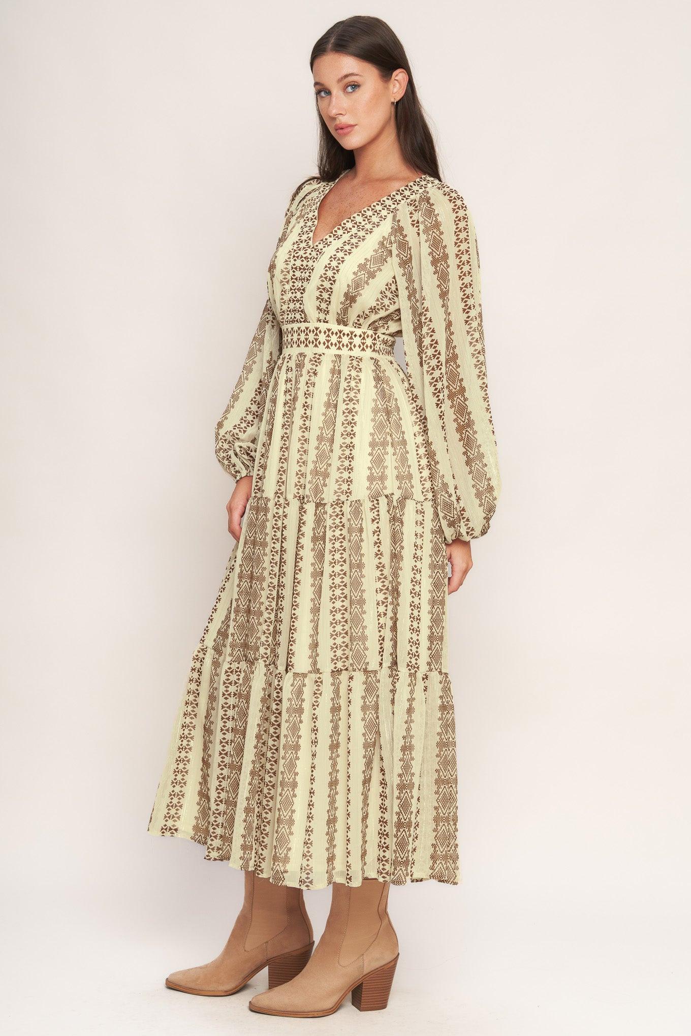 TRIBAL WHISPER WOVEN MIDI DRESS - Glamourous Grace