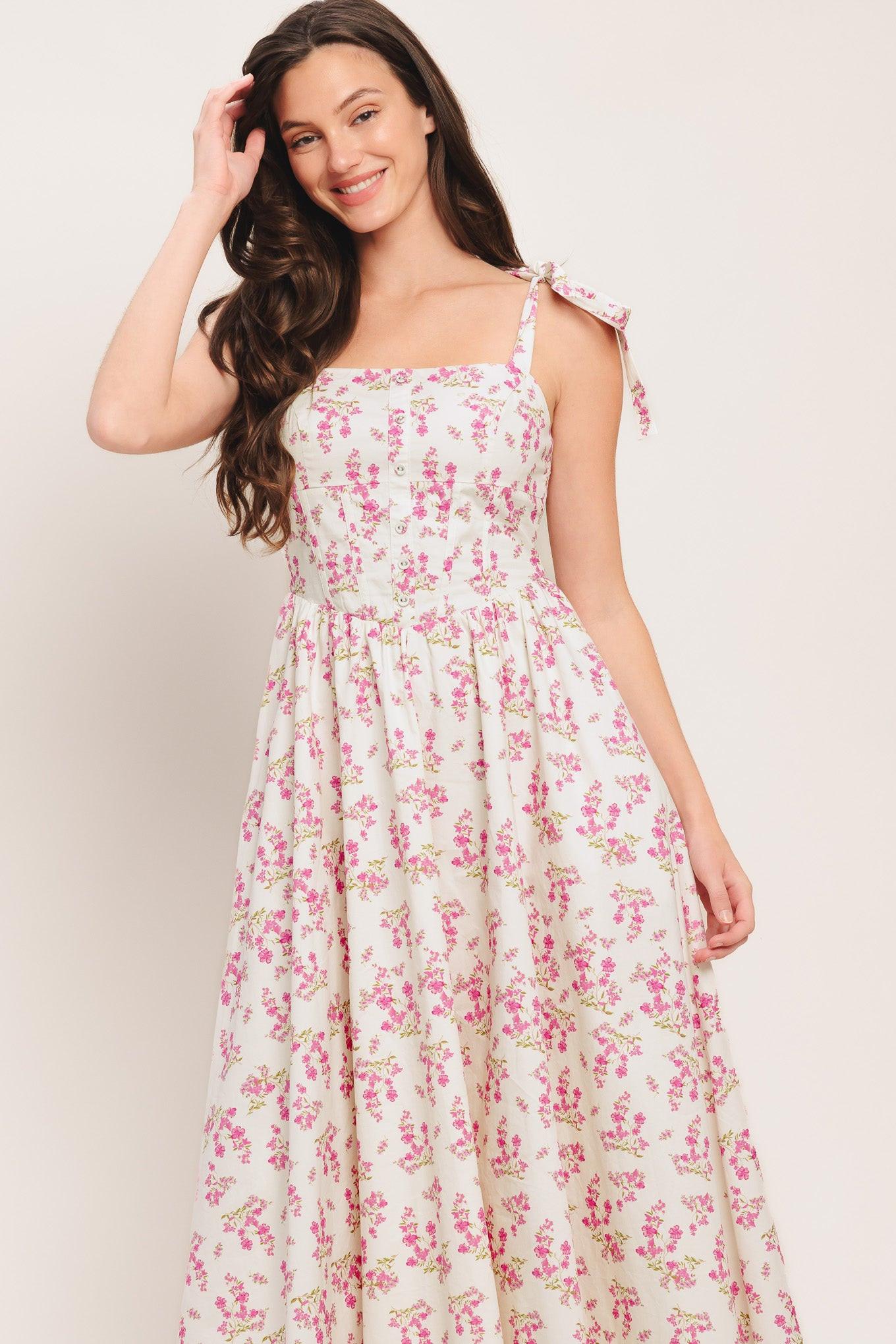 PETALS & PROMISES WOVEN MIDI DRESS - Glamourous Grace