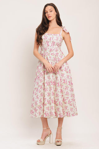 PETALS & PROMISES WOVEN MIDI DRESS - Glamourous Grace