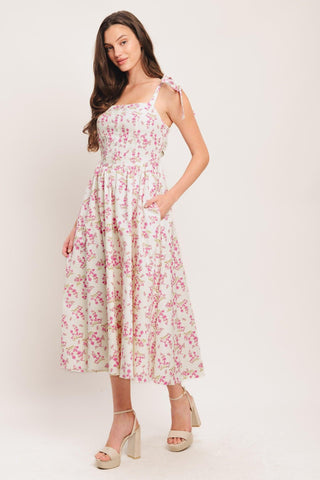 PETALS & PROMISES WOVEN MIDI DRESS - Glamourous Grace