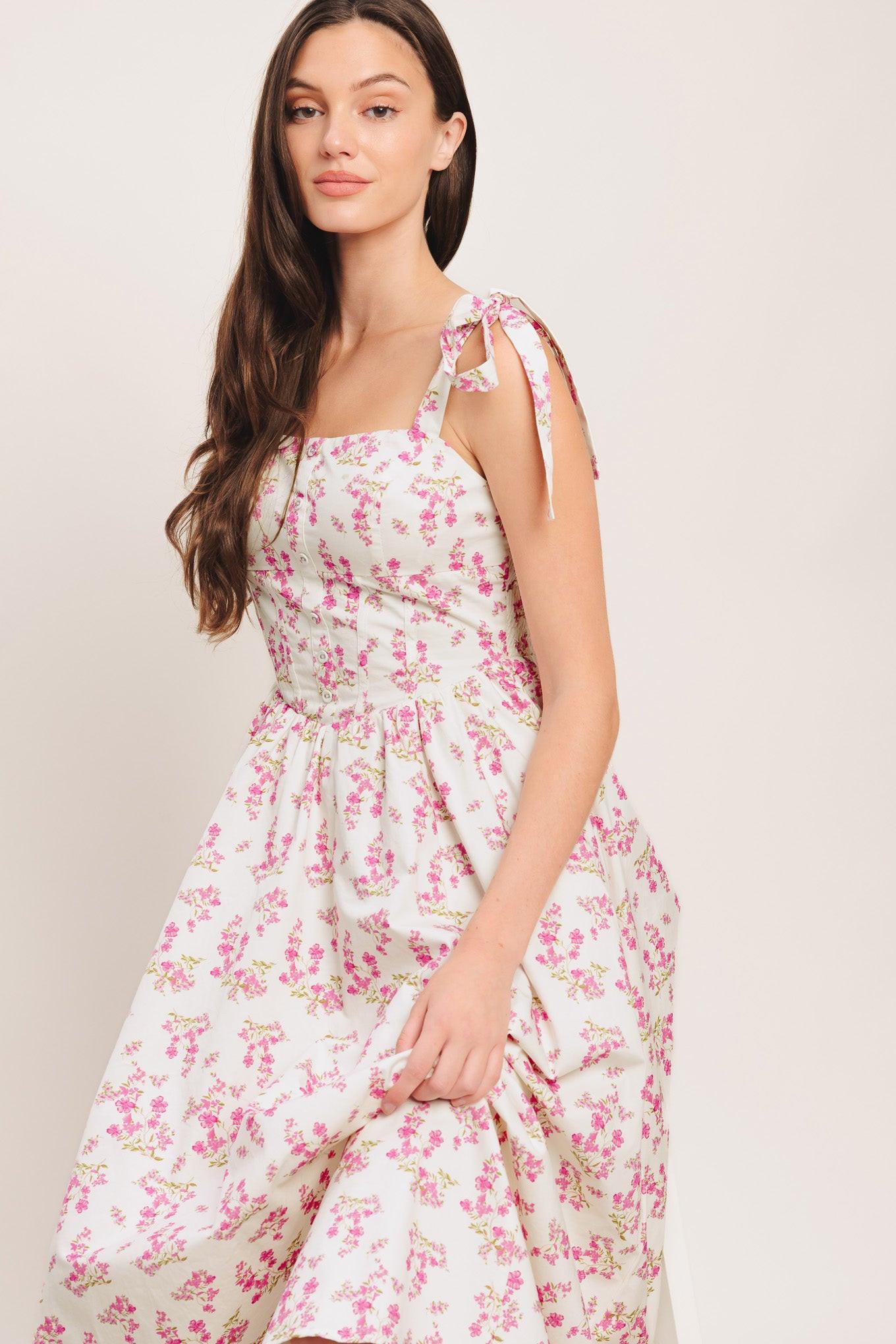 PETALS & PROMISES WOVEN MIDI DRESS - Glamourous Grace