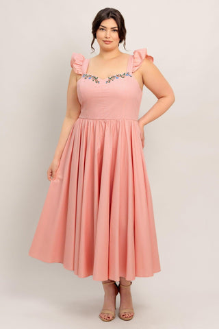 BLUSHED WITH LOVE WOVEN MIDI DRESS - Glamourous Grace