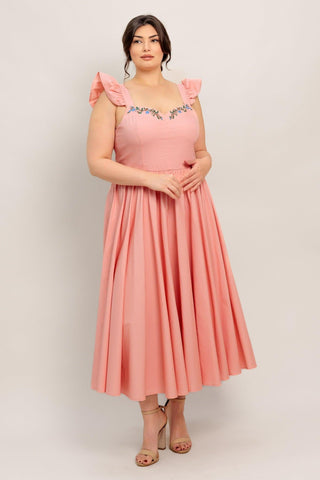 BLUSHED WITH LOVE WOVEN MIDI DRESS - Glamourous Grace