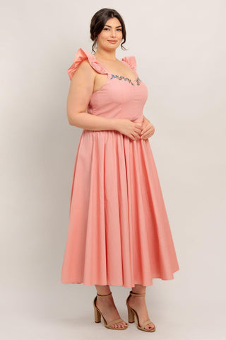 BLUSHED WITH LOVE WOVEN MIDI DRESS - Glamourous Grace