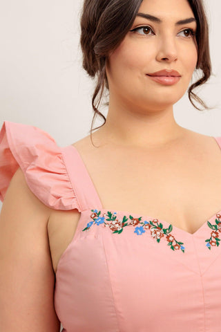 BLUSHED WITH LOVE WOVEN MIDI DRESS - Glamourous Grace