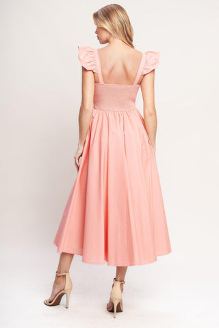 BLUSHED WITH LOVE WOVEN MIDI DRESS - Glamourous Grace