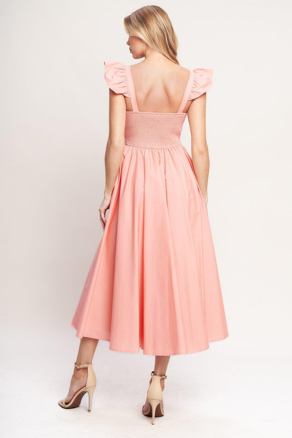 BLUSHED WITH LOVE WOVEN MIDI DRESS - Glamourous Grace