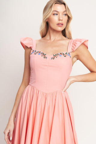 BLUSHED WITH LOVE WOVEN MIDI DRESS - Glamourous Grace