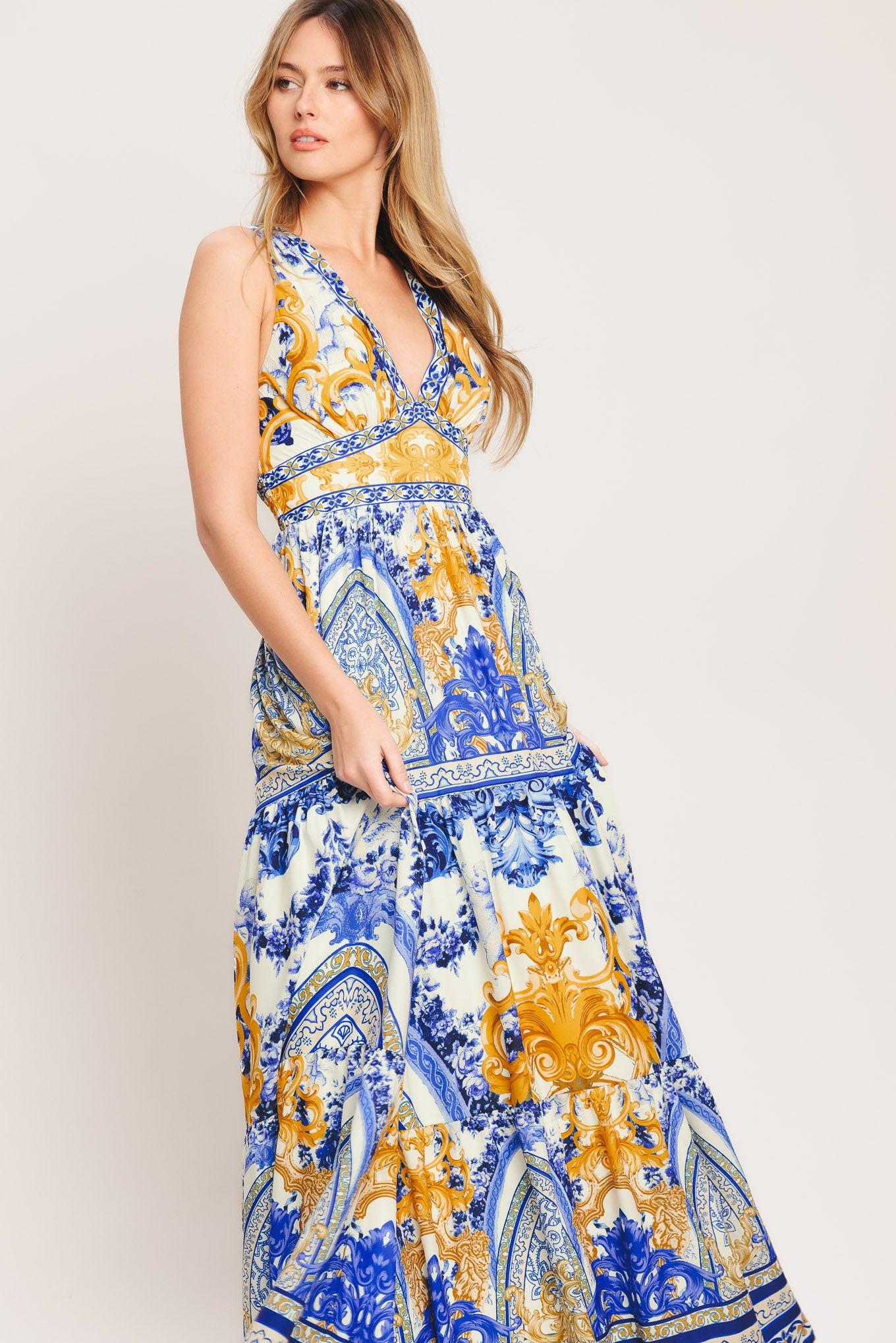 AZURE PALAZZO WOVEN MAXI DRESS - Glamourous Grace