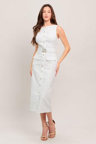 ROUGE ROMANCE TWILL MIDI DRESS - Glamourous Grace