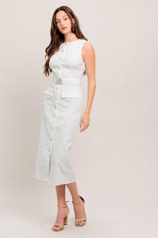 ROUGE ROMANCE TWILL MIDI DRESS - Glamourous Grace
