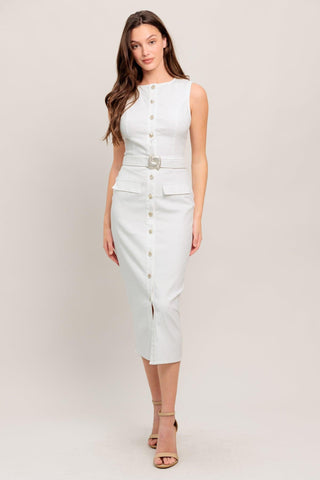 ROUGE ROMANCE TWILL MIDI DRESS - Glamourous Grace