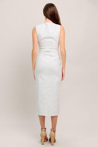ROUGE ROMANCE TWILL MIDI DRESS - Glamourous Grace