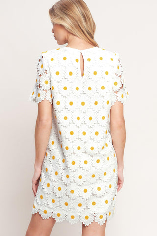 DAISIES AND DAYDREAMS WOVEN LACE MINI DRESS - Glamourous Grace