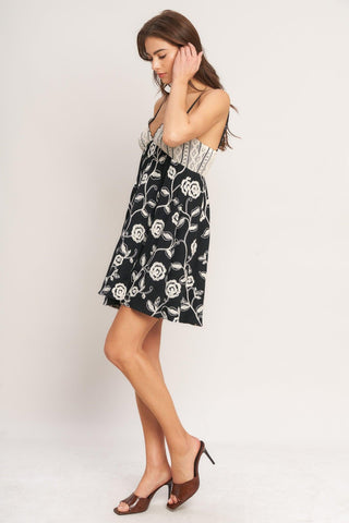 DARK ROMANCE WOVEN MINI DRESS - Glamourous Grace