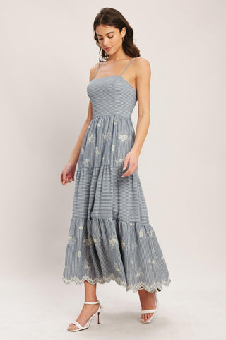 SALT AIR STRIPE WOVEN MIDI DRESS - Glamourous Grace