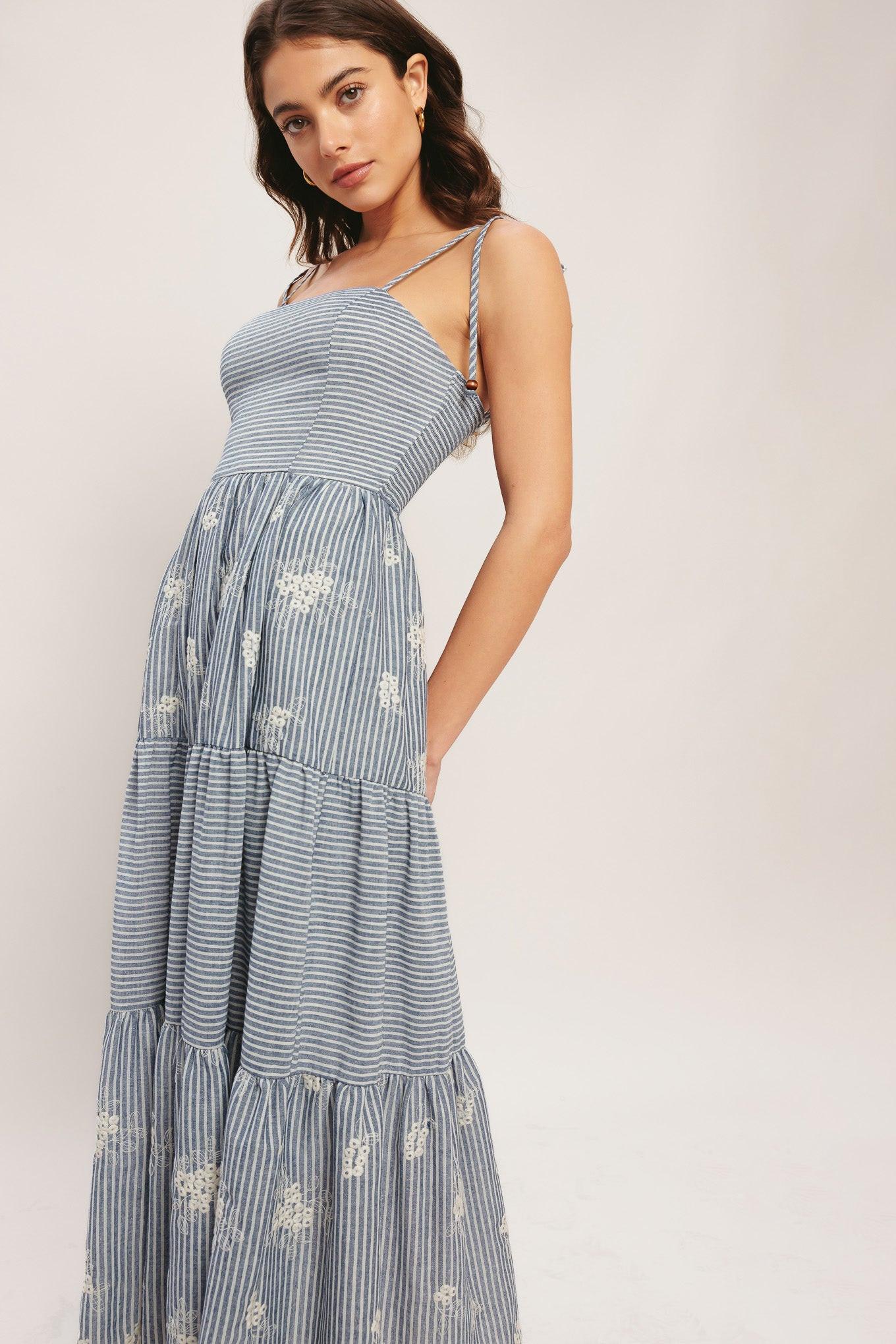 SALT AIR STRIPE WOVEN MIDI DRESS - Glamourous Grace