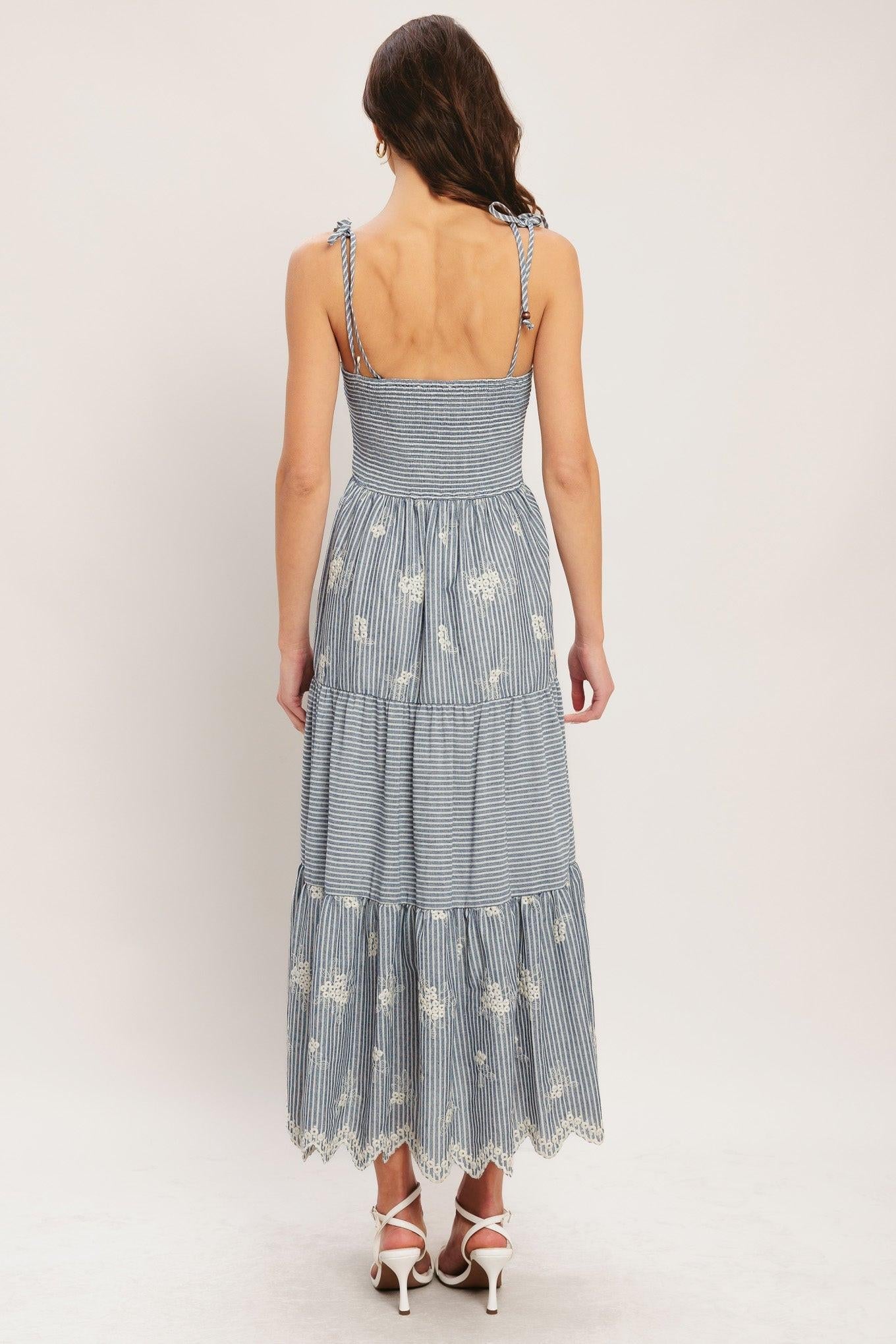 SALT AIR STRIPE WOVEN MIDI DRESS - Glamourous Grace